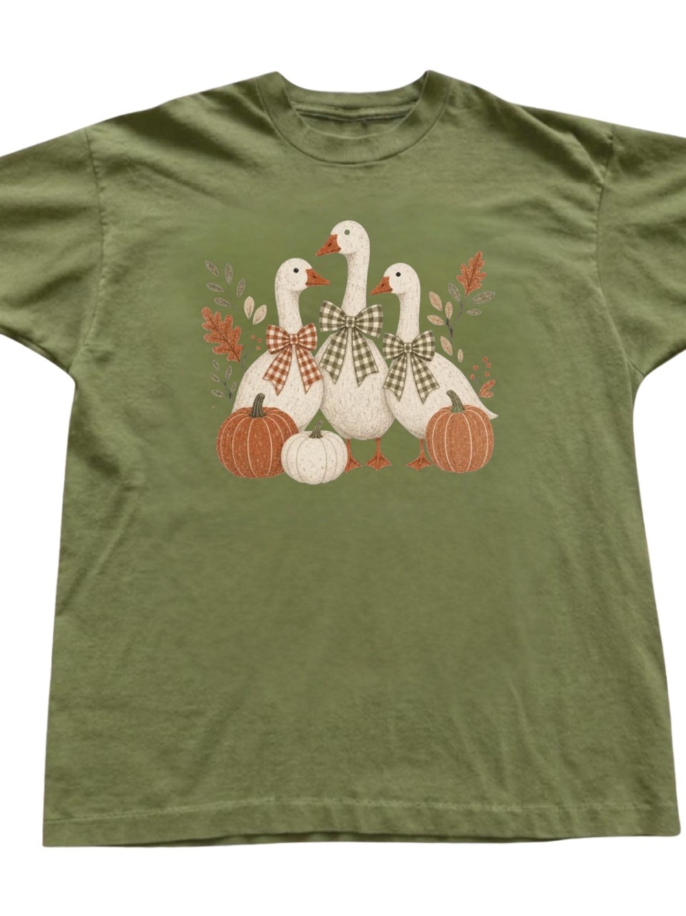 Heather Military Olive Green Goose Graphic Tee